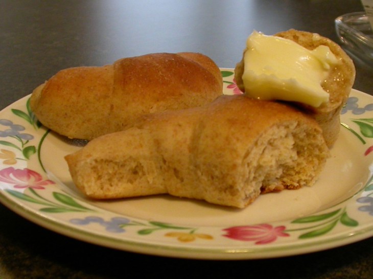Honey Wheat Crescent Rolls - served